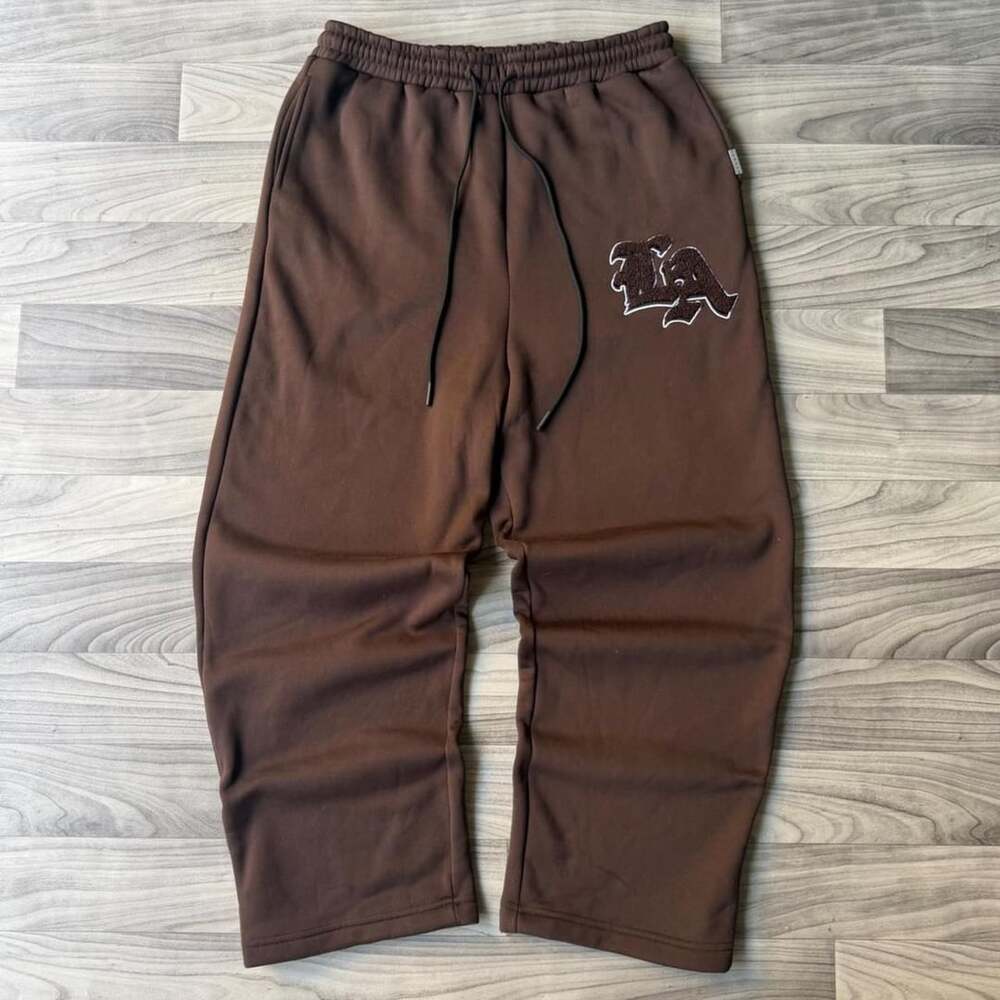 Y2K LA Patch Brown Baggy Sweatpants